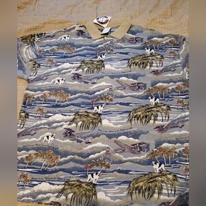 Vintage Big Dogs Hawaiian Airplane Button Up Shirt Sz 4X Aloha Vacation Cruise